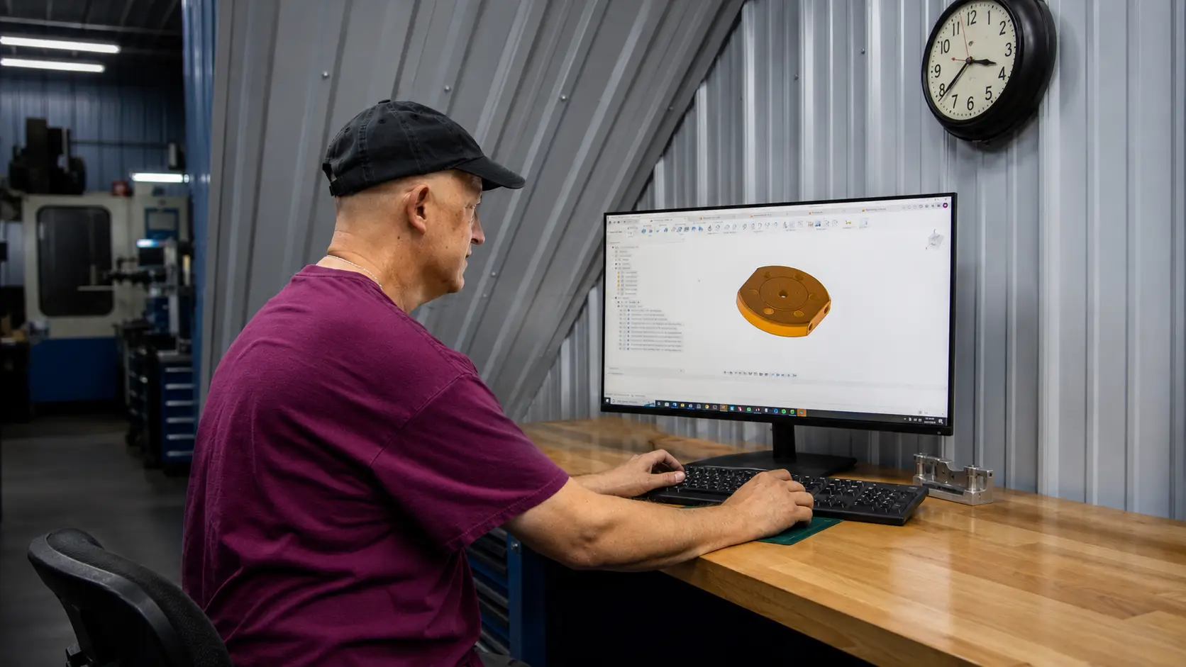Patchco engineer reviewing a component model in CAD