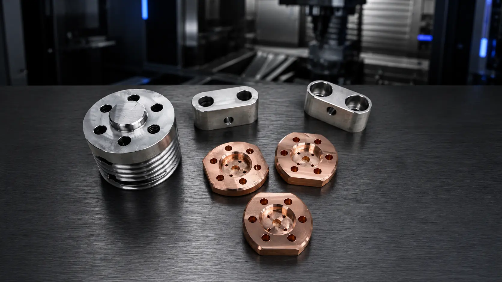 Machined steel, aluminum, brass, and copper components