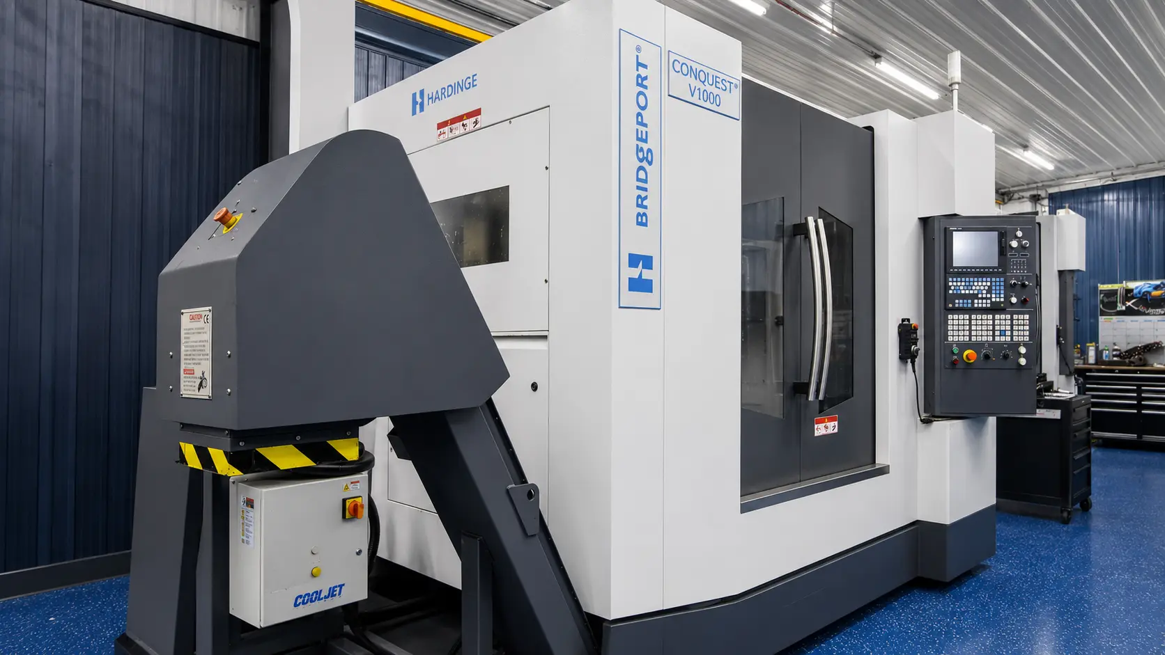 Second Hardinge Bridgeport V1000 vertical machining center on the Patchco shop floor